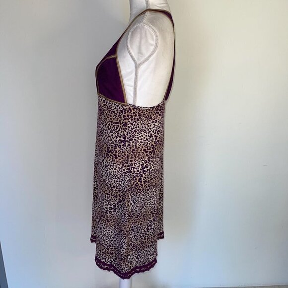 Intimately Free People Nightie Size Large L Womens Animal Print Lace Purple Gold - Picture 3 of 16